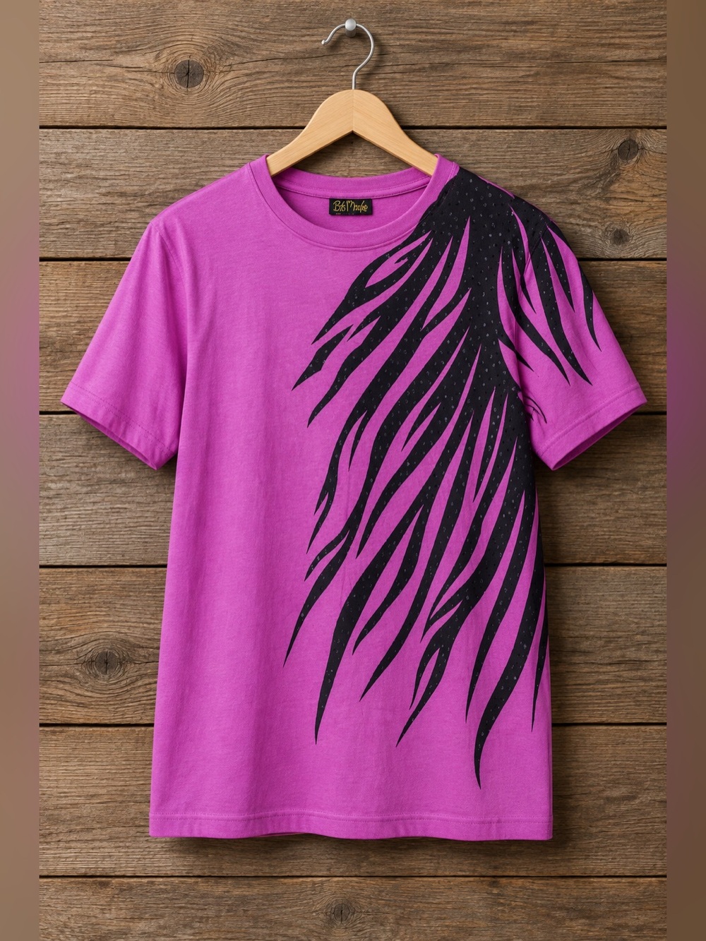 Bob Mackie Bright Pink Tee with Black Flame Motif
